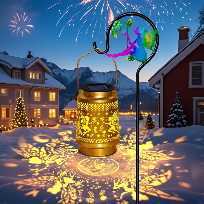 EDOF Solar Lanterns Outdoor Waterproof with Shepherd Hook,Solar Fairy Lights Garden Decor,Christmas Decorations Birthday Gift for Women Grandma,Hanging Decorative Lanterns for Outside Patio Lawn yard Porch - Image 3